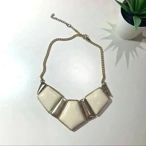 Gold and cream blocky statement necklace